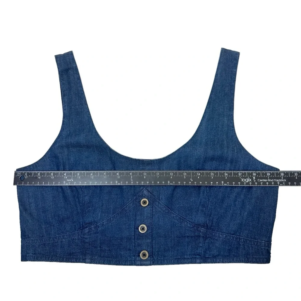 Banana Republic Denim Corset Crop Top Size 14 Western Rodeo Cowgirl Ranch - Picture 5 of 8